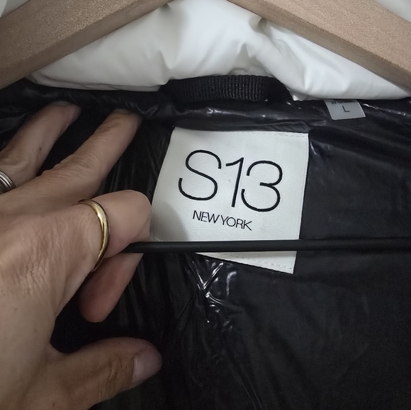 S13 White Kylie Hooded Duck Down Puffer Jacket Size L - Picture 7 of 10